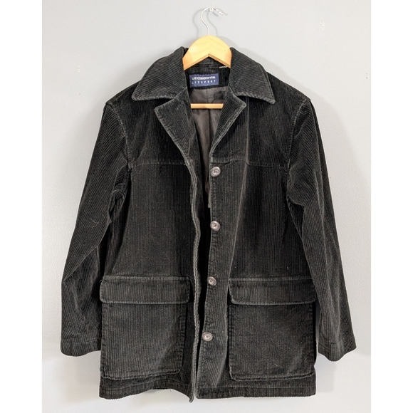 ❤️Liz Claiborne oversized black corduroy barn jacket chore coat size Small - Picture 2 of 11